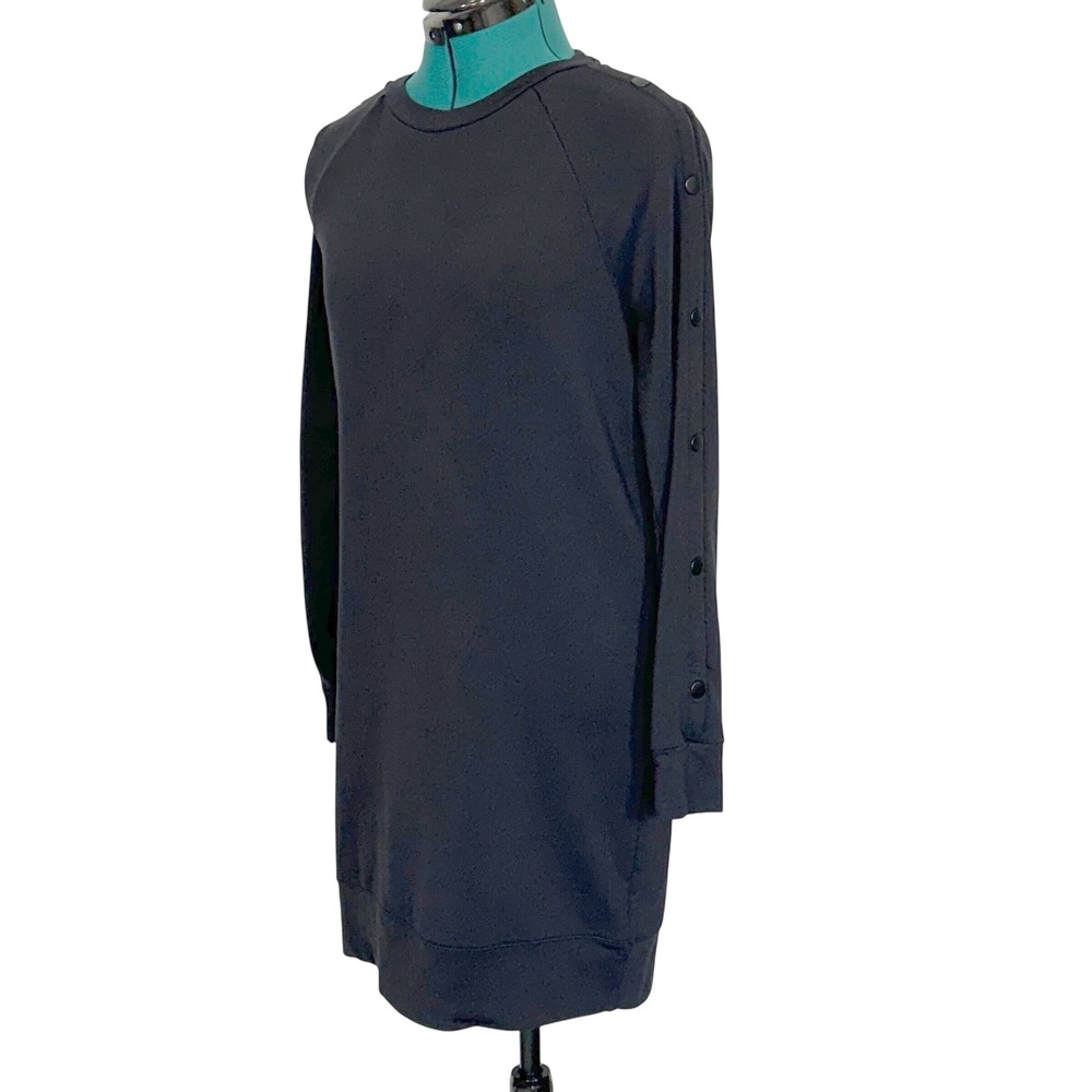 Athleta Womens Black Snappy Sweatshirt Dress XS Snap Sleeve‎ Style 352512